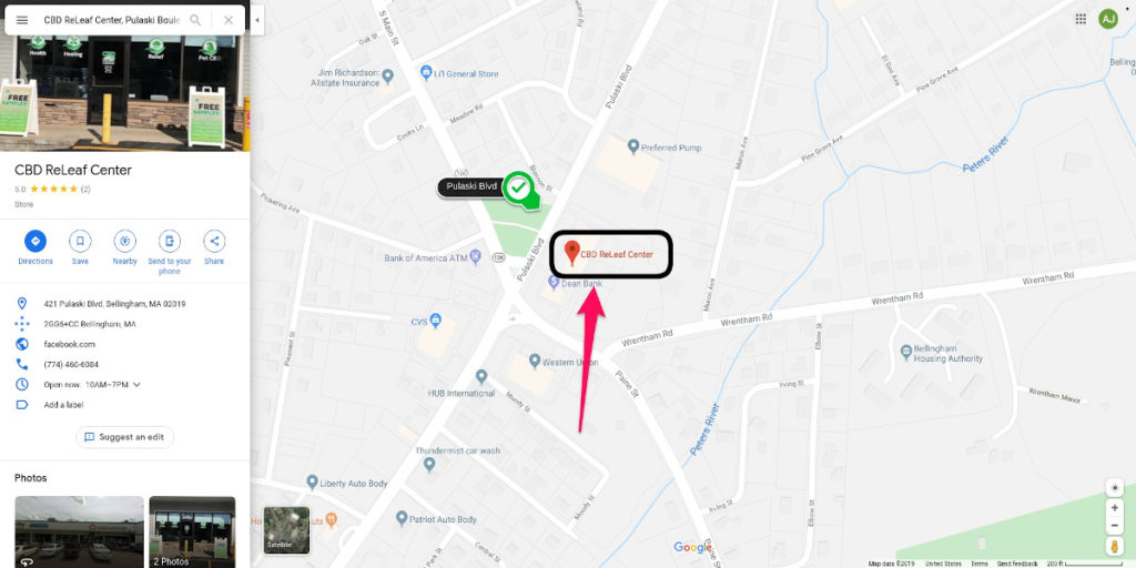 cbd releaf center map