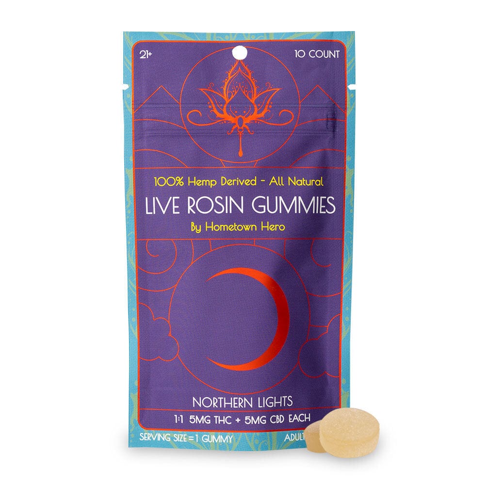 Delta-9 5mg Live Rosin Gummies + CBD (Northern Lights)