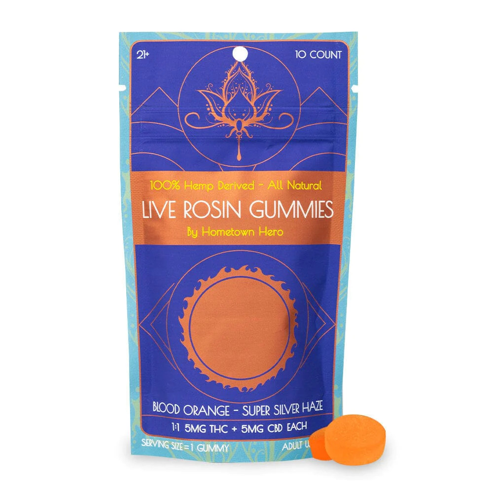 Delta-9 5mg Live Rosin Gummies + CBD (Blood Orange)